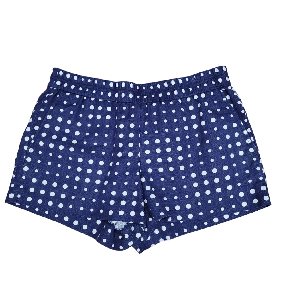 J. Crew Polka Dot‎ Linen Blend Pull-On Shorts Size 6